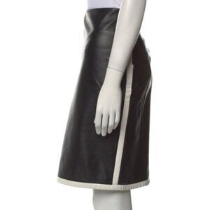 Ralph Lauren Lambskin Skirt - Purple Label - Cream and Black - Size Large - Sz 6